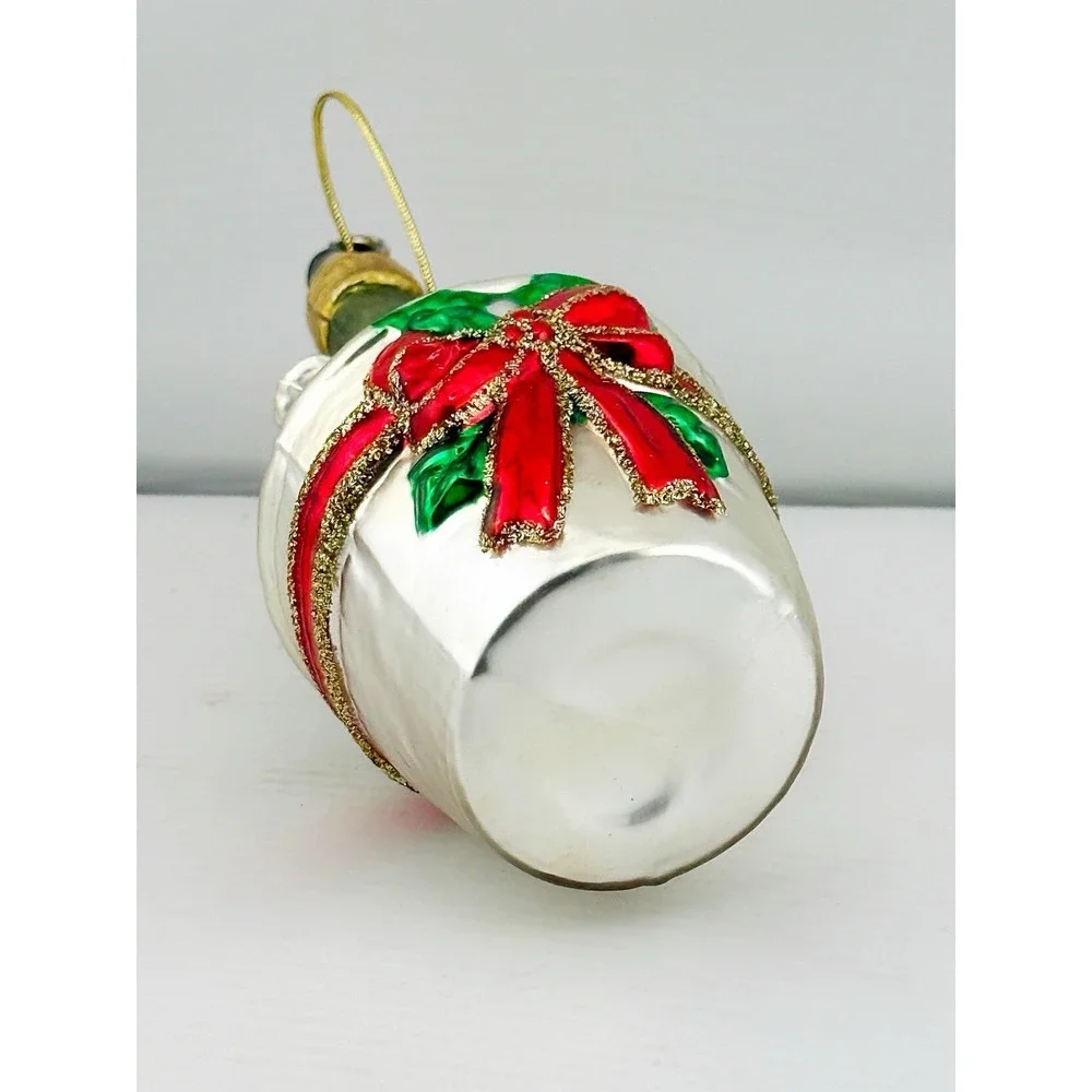 Vintage Millennium 2000 Christmas Ornament. Champagne In Bucket Hand Blown Glass